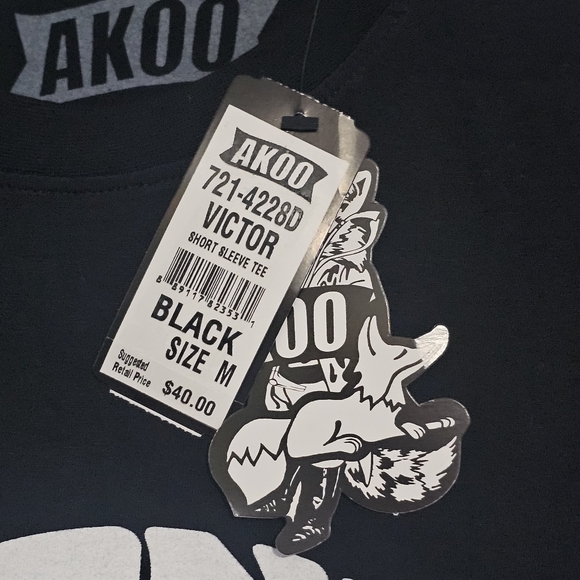 Akoo Victor Black Short Sleeves Tee Size M NWT - Picture 5 of 6